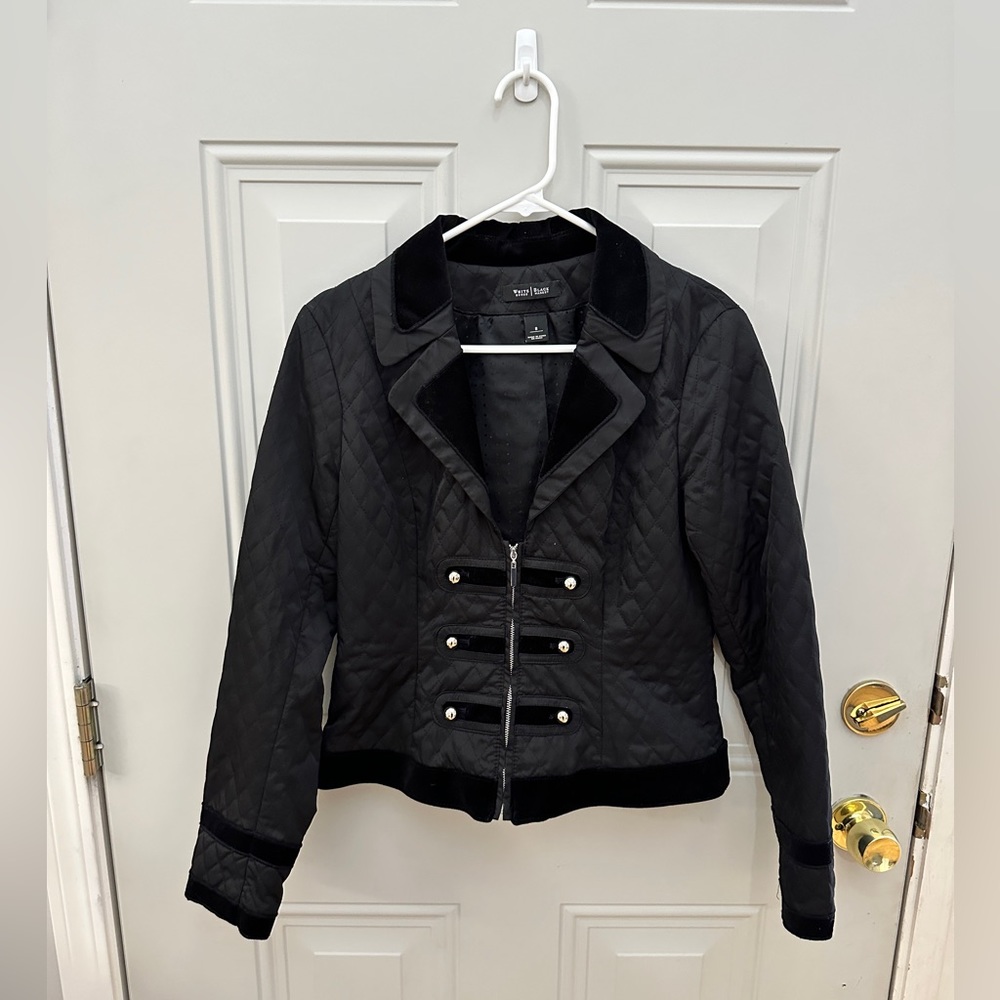 WHBM military style velvet quilted jacket